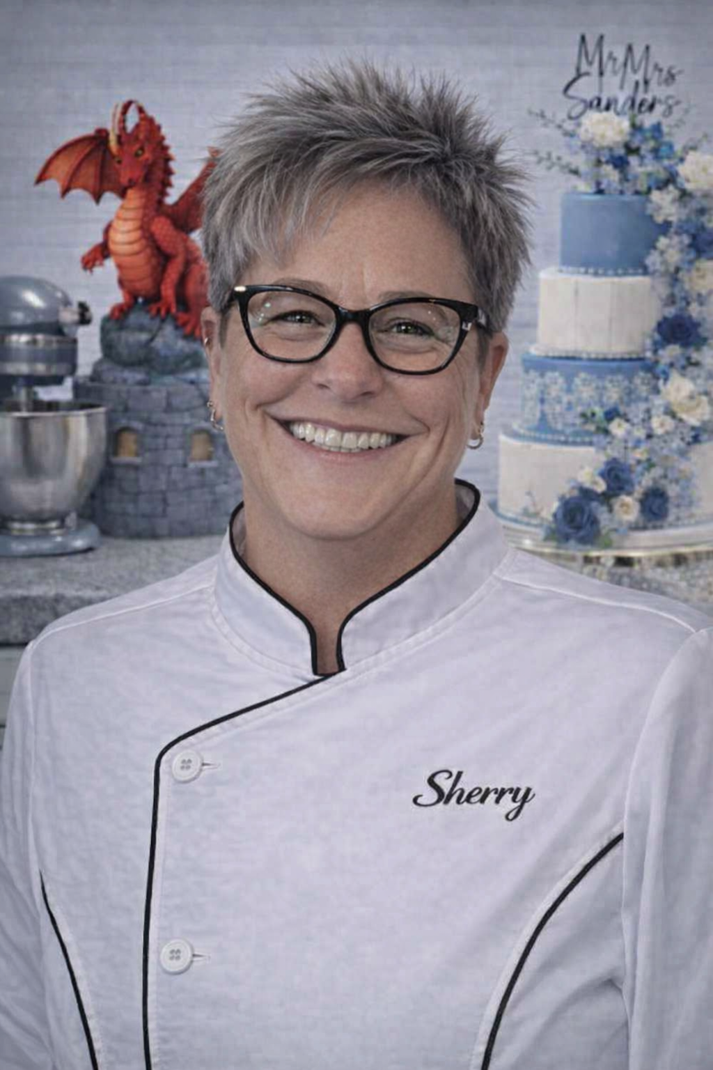 Portrait of Sherry Seymour, founder of Edible Artistry and certified cake designer
